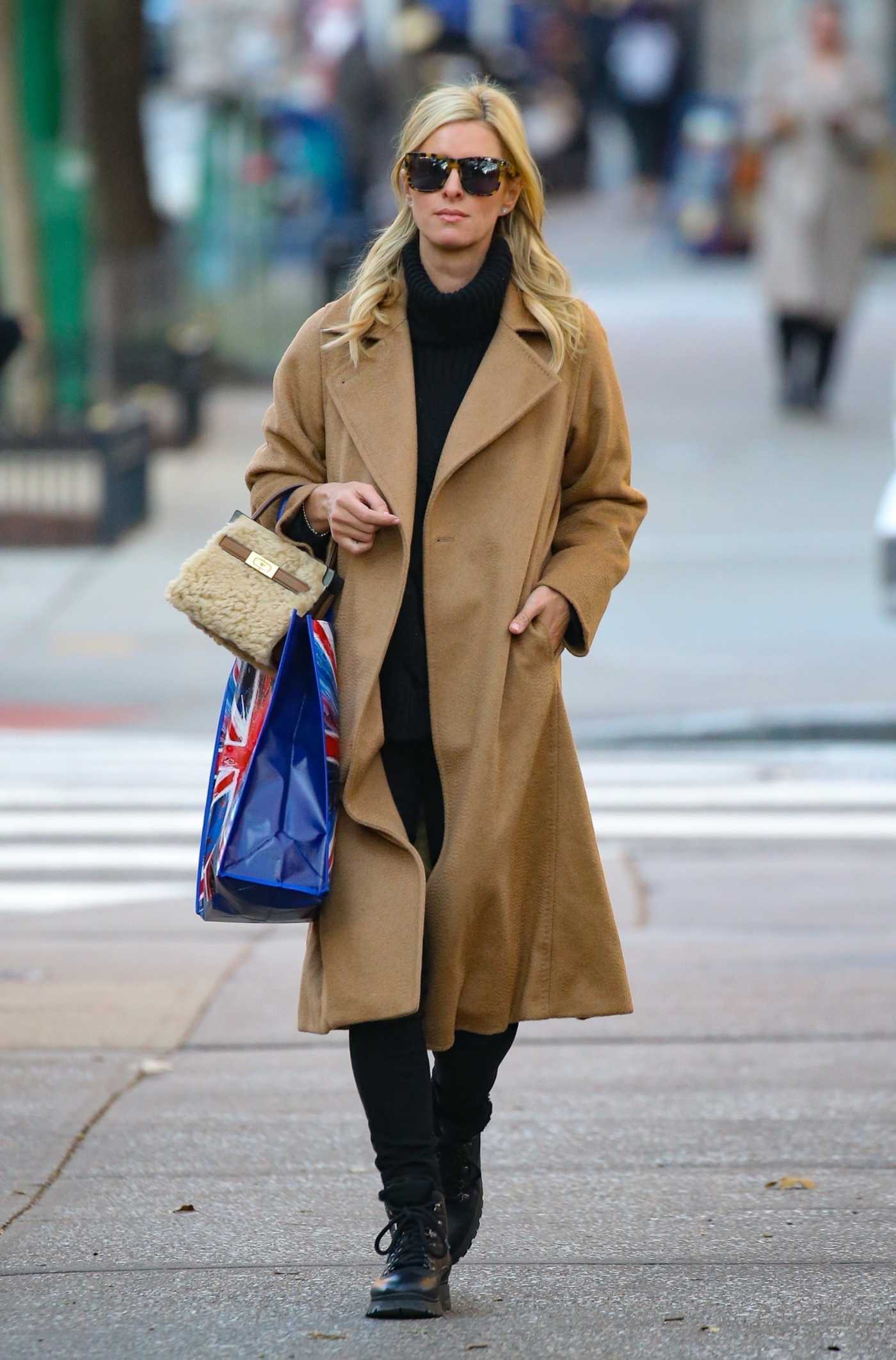 Nicky Hilton in a Caramel Coloured Coat Was Seen Out in New York 11/22/2022