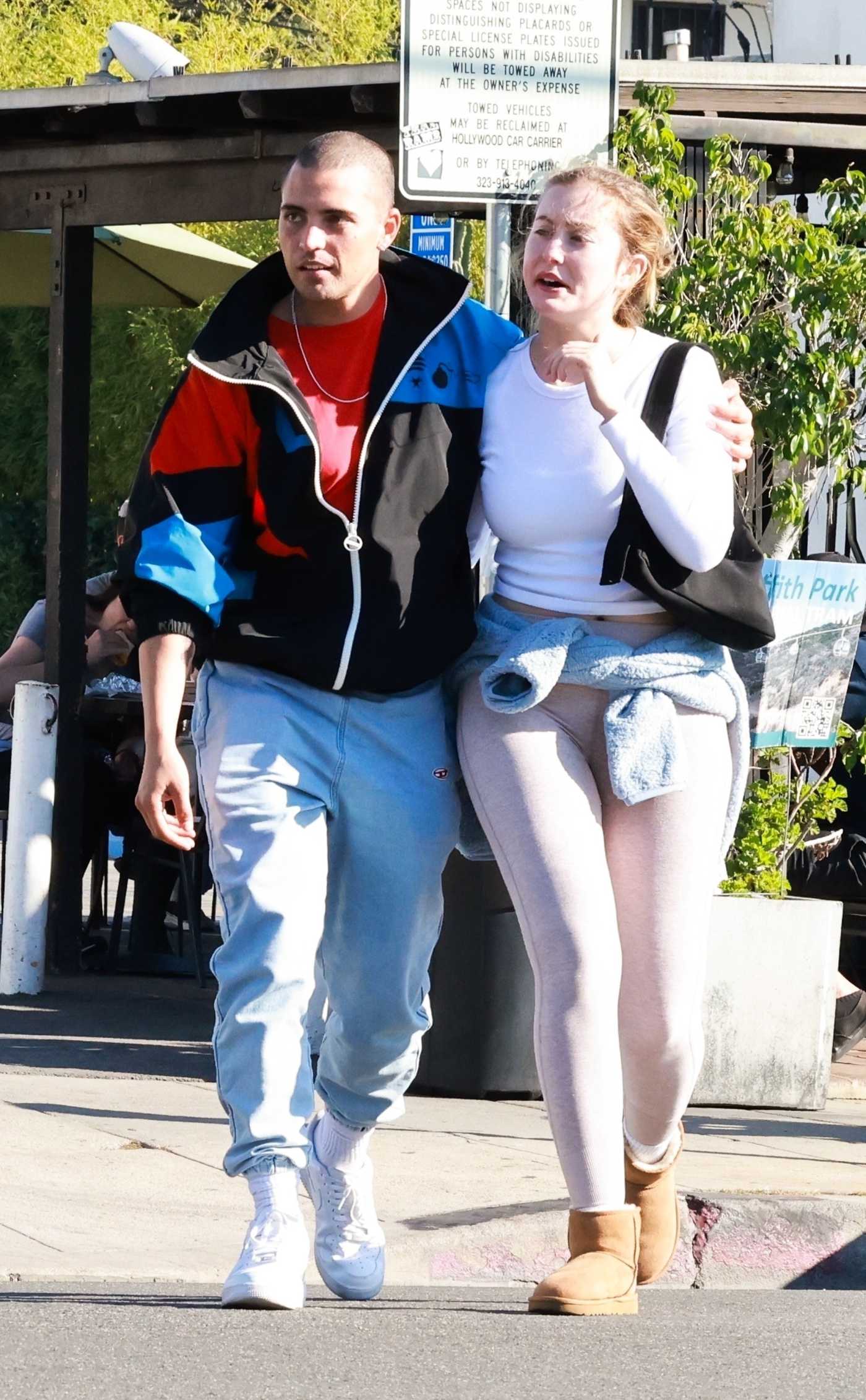 Olivia Macklin in a White Long Sleeves T-Shirt Was Seen Out with Benjamin Levy Aguilar in Los Feliz 11/12/2022