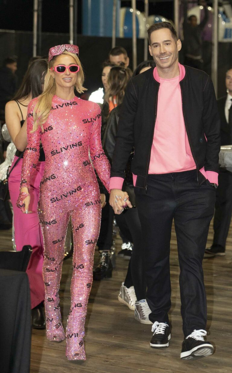 Paris Hilton in a Pink Catsuit