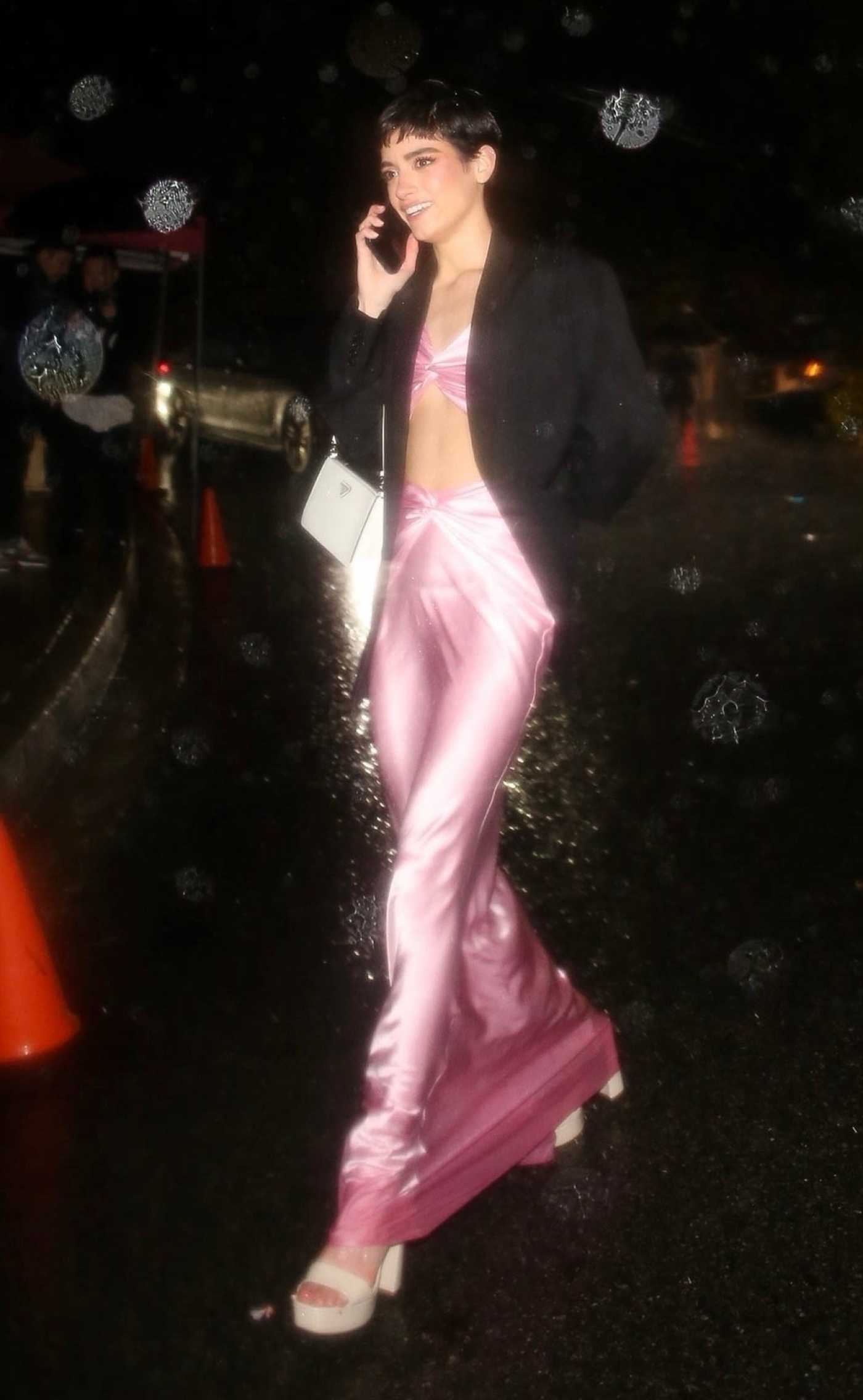 Dixie D'Amelio in a Pink Dress Arrives at Seth MacFarlane’s Christmas Party in Beverly Hills 12/10/2022