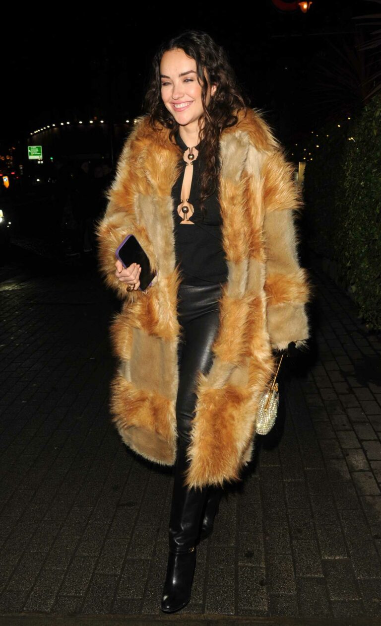 Elena Ora in a Caramel Coloured Fur Coat