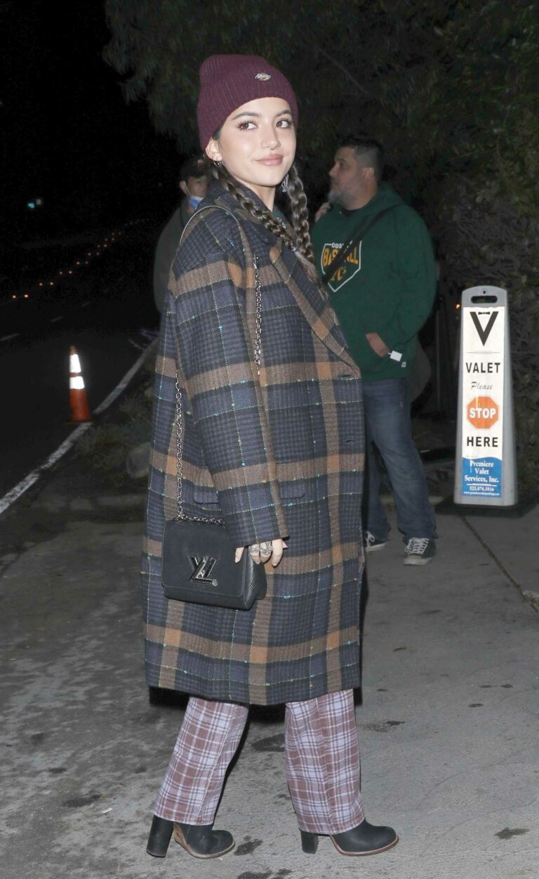 Isabela Moner in a Plaid Coat