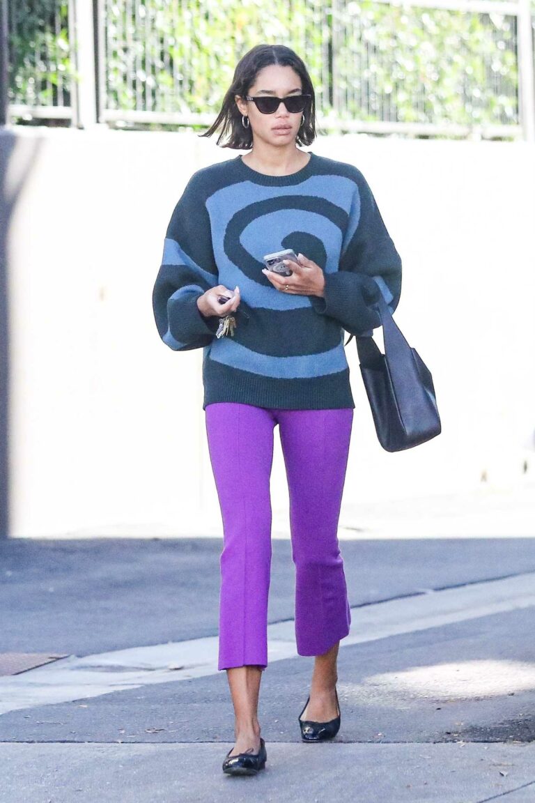 Laura Harrier in a Purple Pants