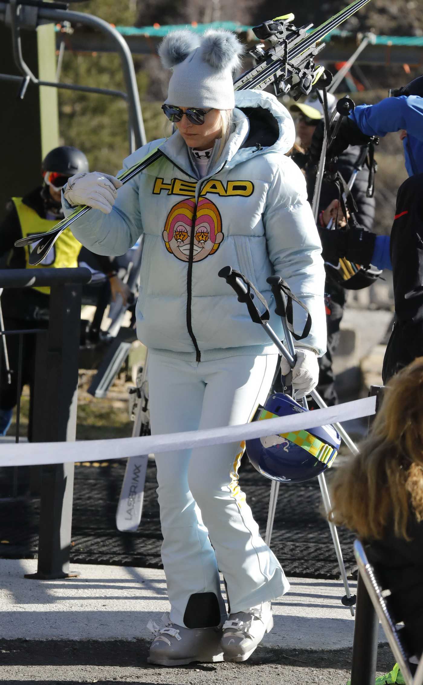 Lindsey Vonn in a Baby Blue Outfit Was Seen Out with Her Boyfriend Diego Osorio at the Baqueira Beret Ski Resort in Baqueira 12/27/2022