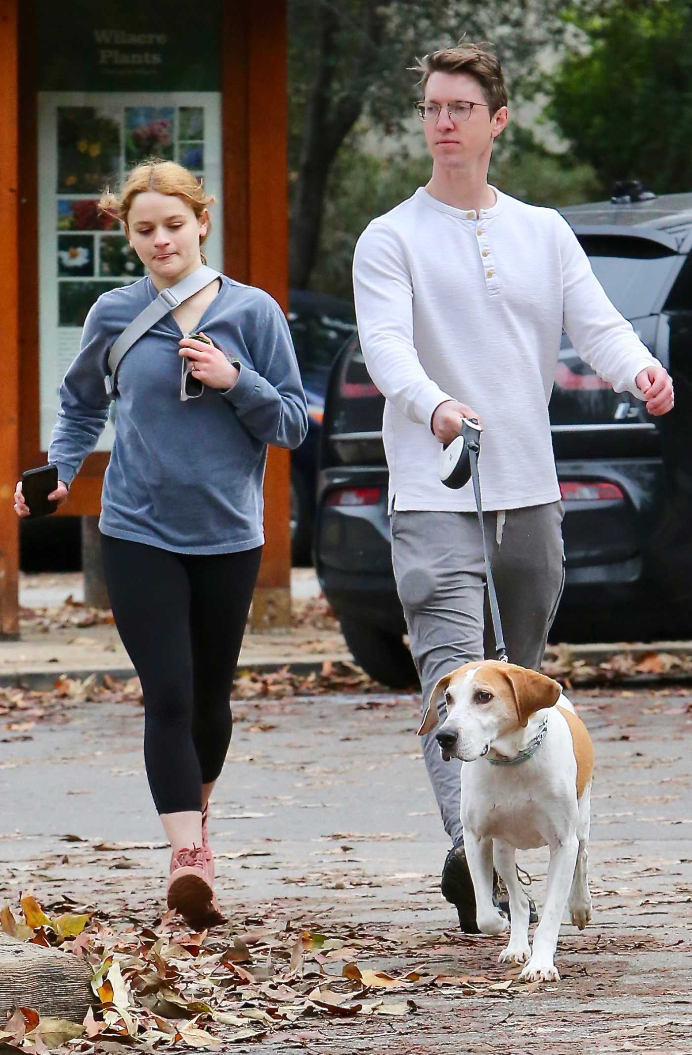 Joey King in a Black Leggings Was Seen Out with Her Fiancee Steven Piet and their Dog in Los Angeles 01/02/2023