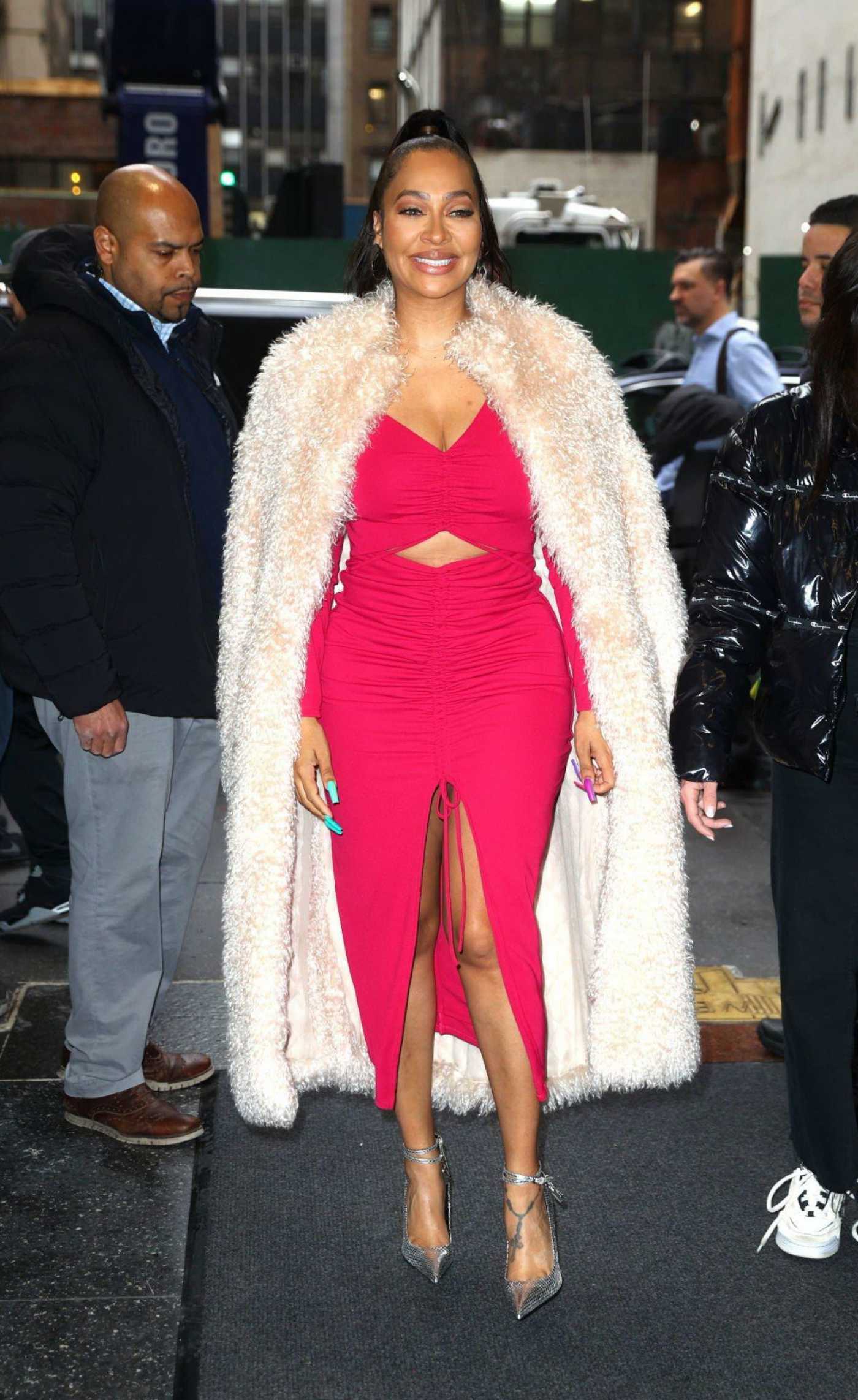 La La Anthony in a Pink Dress Arrives at the NBC Studios in New York City 01/13/2023