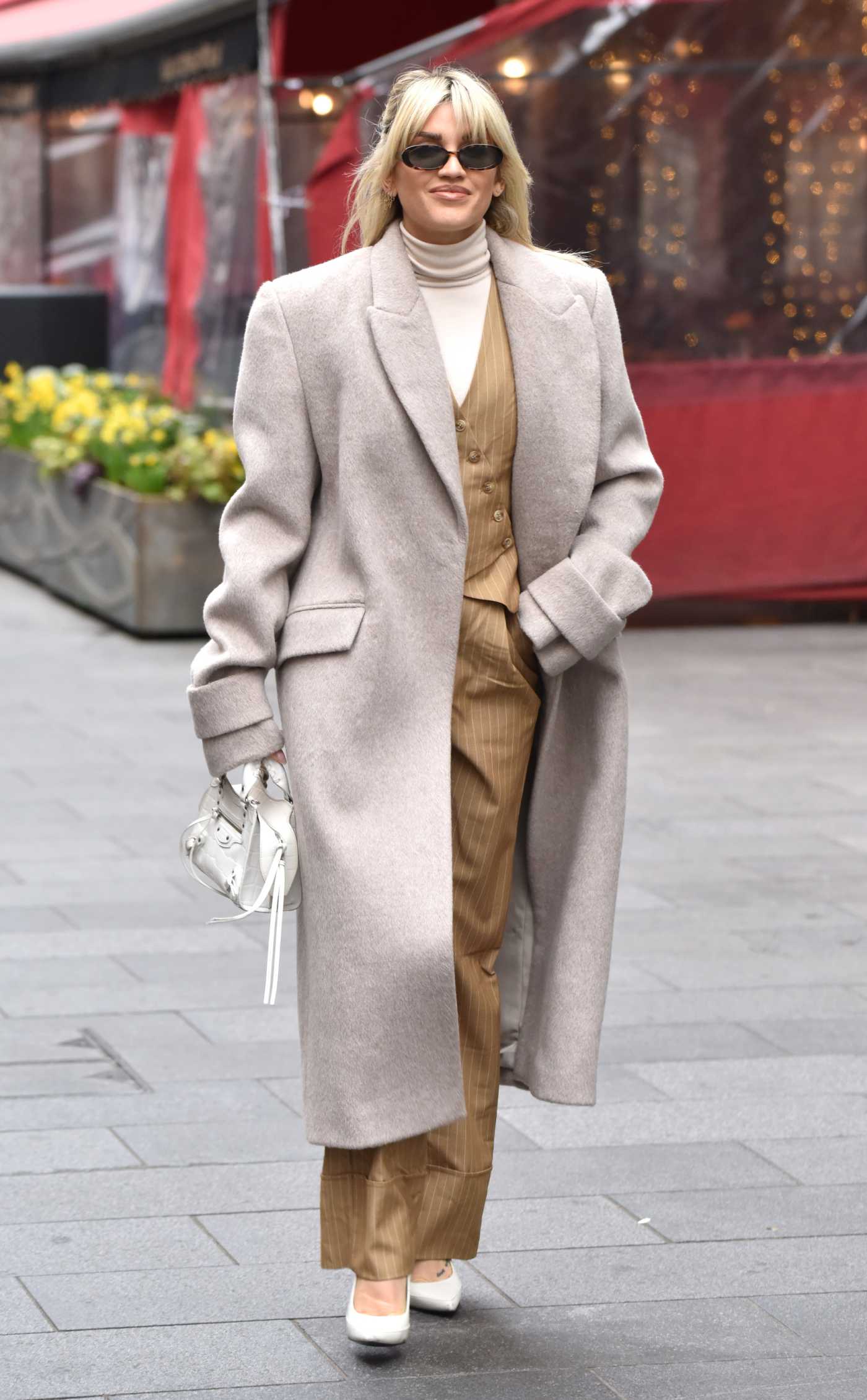 Ashley Roberts in an Olive Pantsuit Leaves the Global Radio Studios in ...