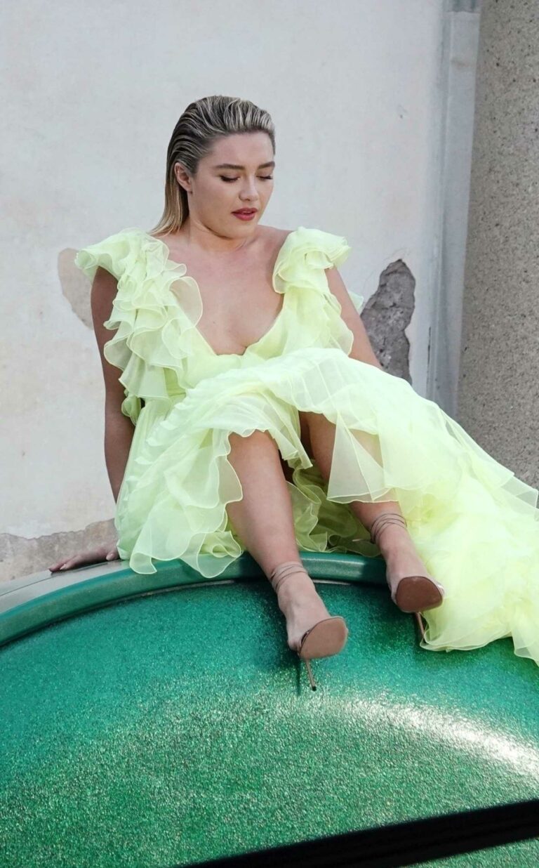 Florence Pugh in a Neon Green Dress