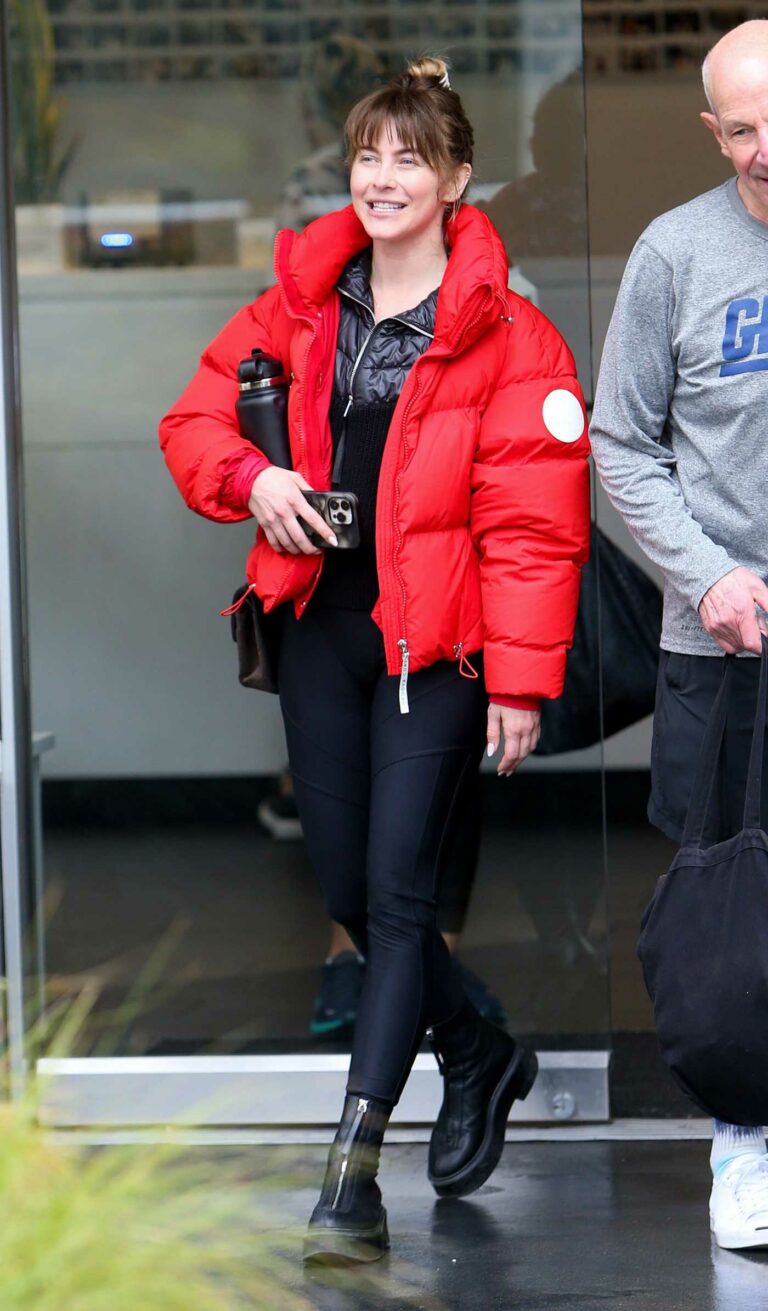 Julianne Hough in a Red Puffer Jacket
