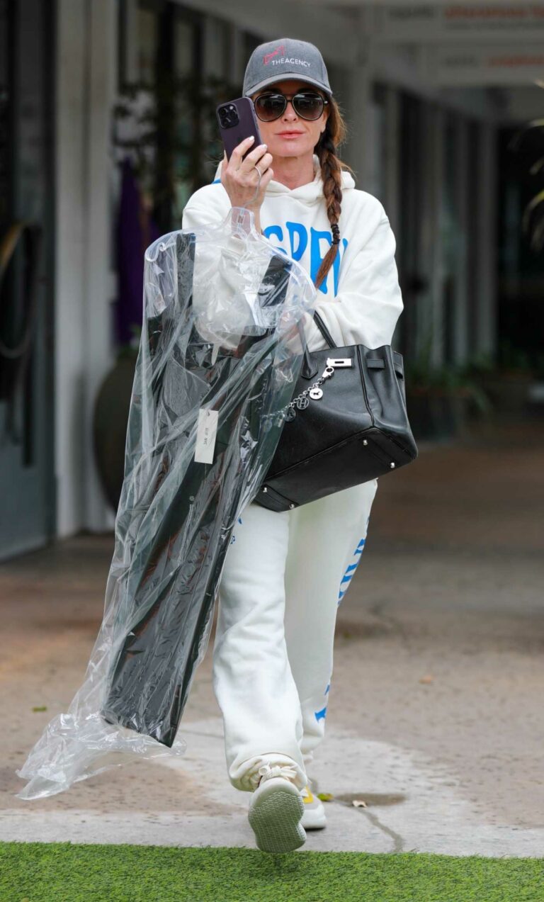 Kyle Richards in a White Sweatsuit