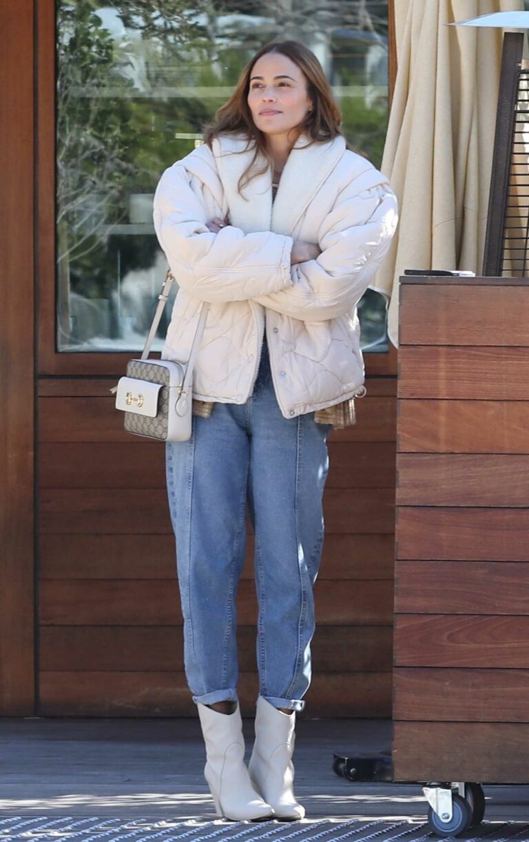 Paula Patton in a Beige Jacket
