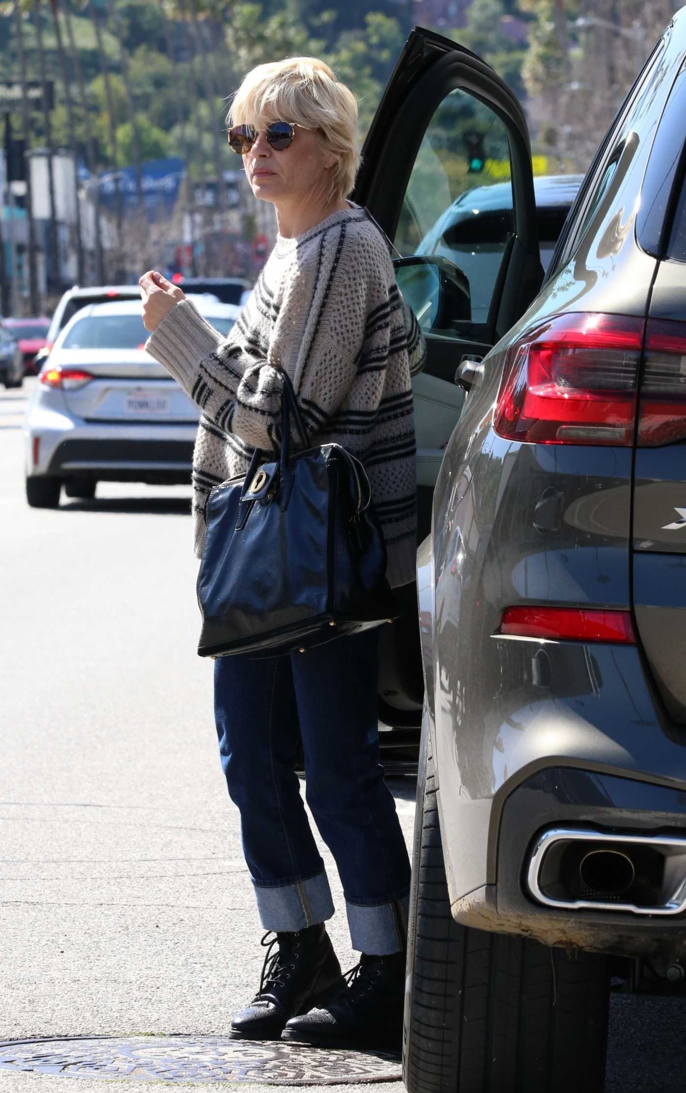 Selma Blair in a Blue Jeans Was Spotted with Her Dog in Studio City 03/24/2023