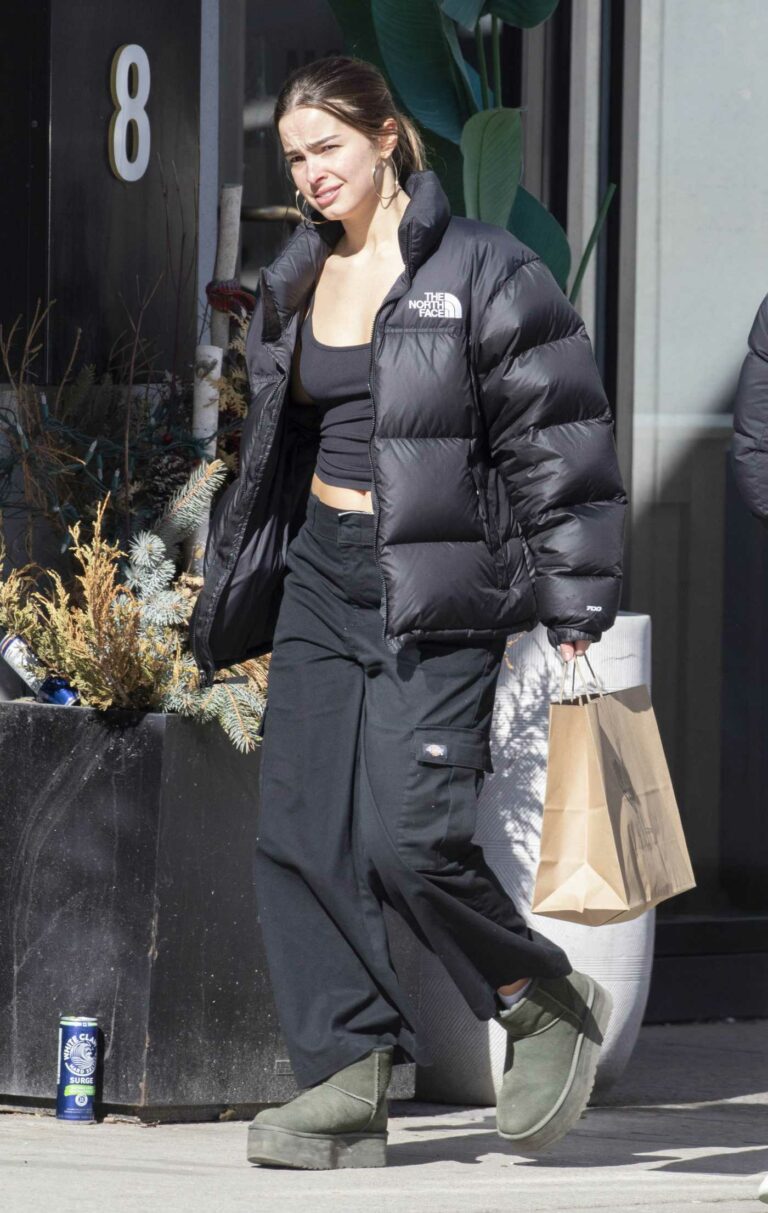 Addison Rae in a Black Puffer Jacket