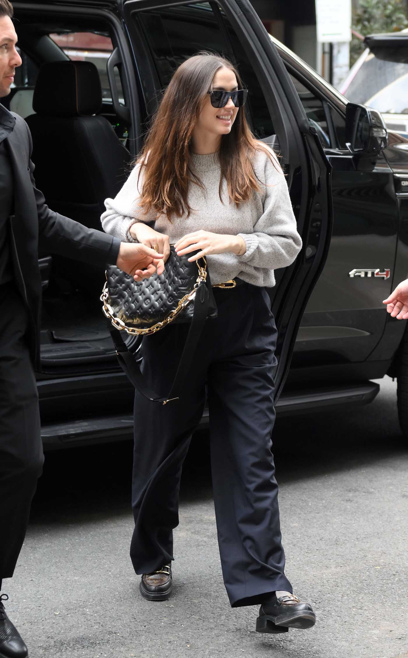 Ana de Armas in a Black Pants Arrives to Her Hotel in New York 04/18/2023