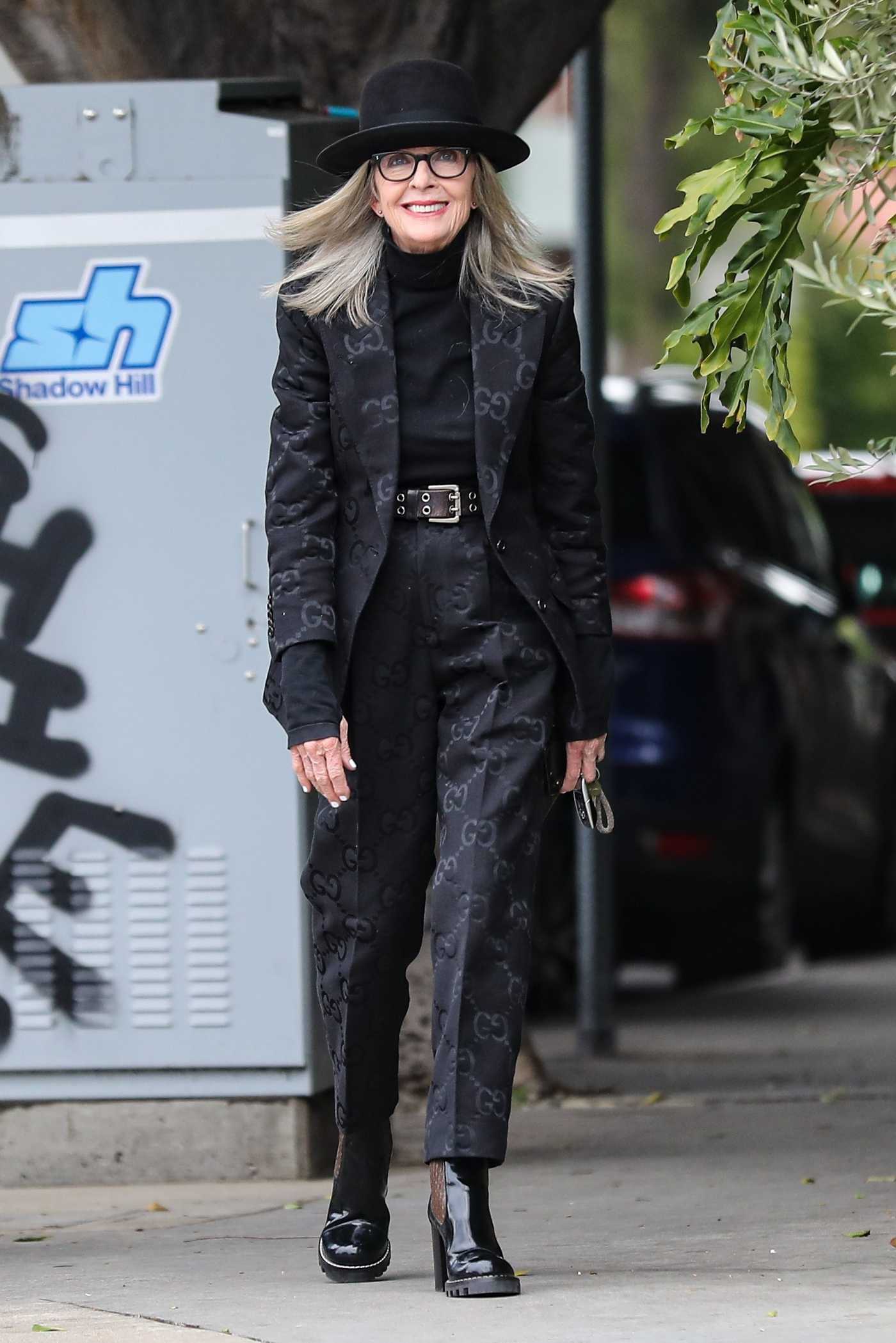Diane Keaton in a Black Outfit Goes Shopping in Beverly Hills 03/31/2023