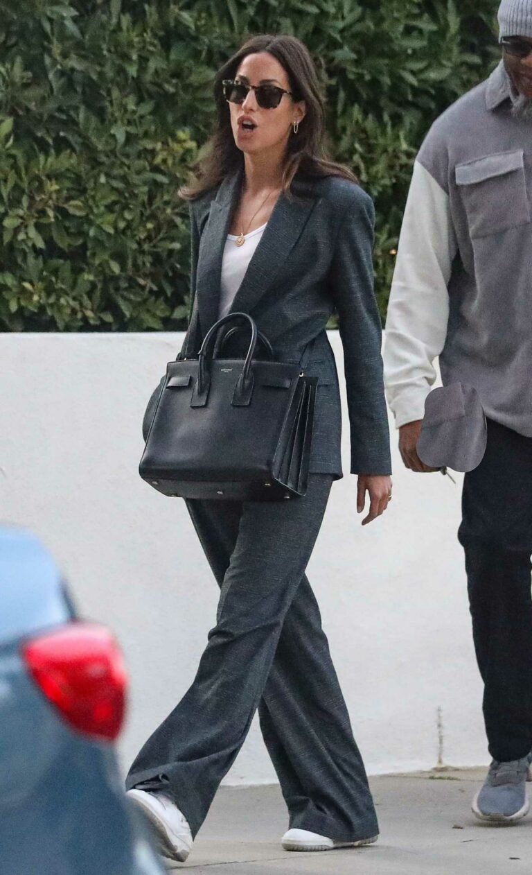 Ines De Ramon in a Grey Pantsuit