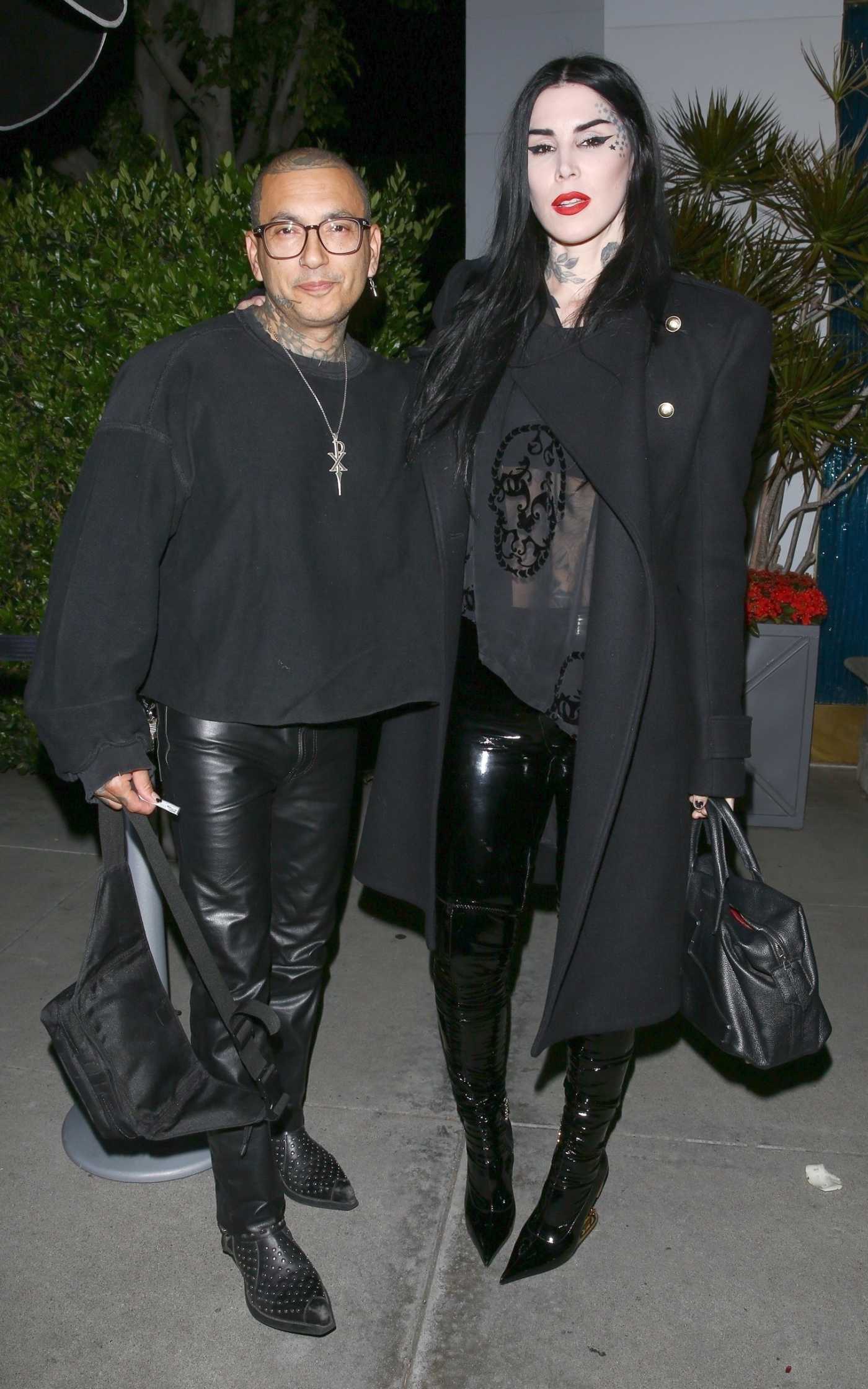 Kat Von D in a Black Coat Was Seen Out with Her Husband Rafael Reyes in Beverly Hills 04/02/2023
