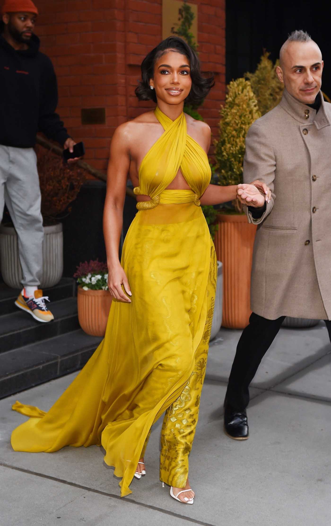 Lori Harvey in a Yellow Dress Was Seen Out in New York 04/27/2023