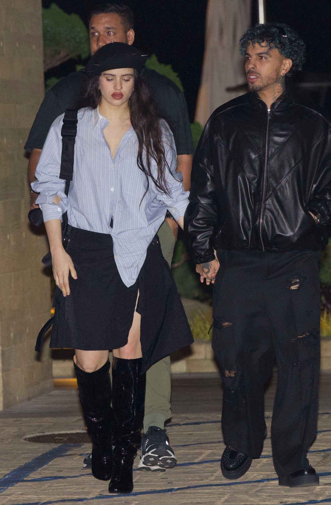 Rosalia in a Black Beret Was Seen Out with Rauw Alejandro in Malibu 04/10/2023