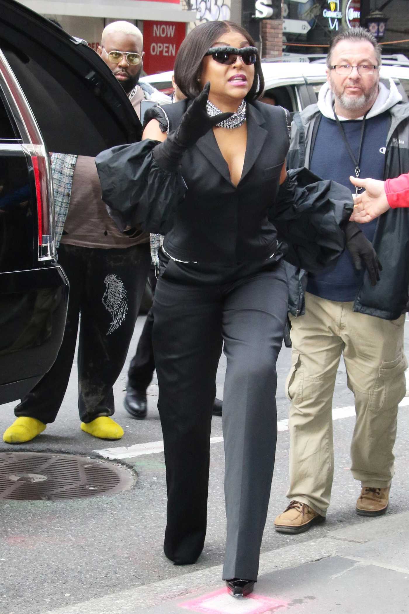 Taraji P. Henson in a Black Ensemble Arrives at NBC's Today Show in New York 04/06/2023
