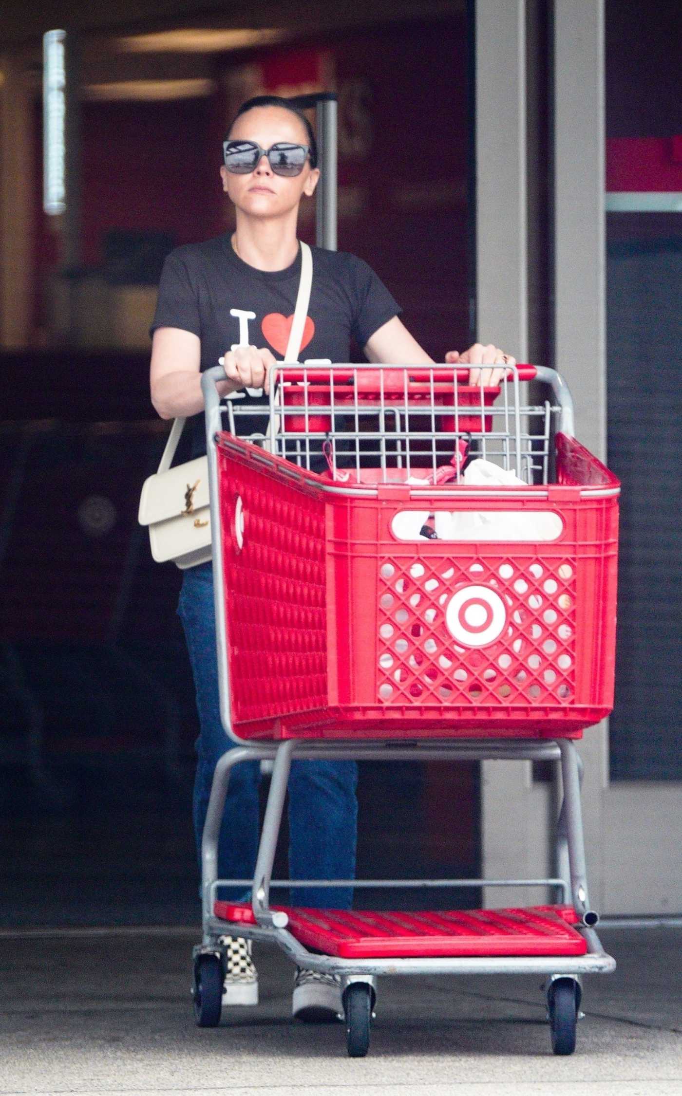 Christina Ricci in a Black Tee Gets Some Shopping Done at Target in Los Angeles 05/24/2023