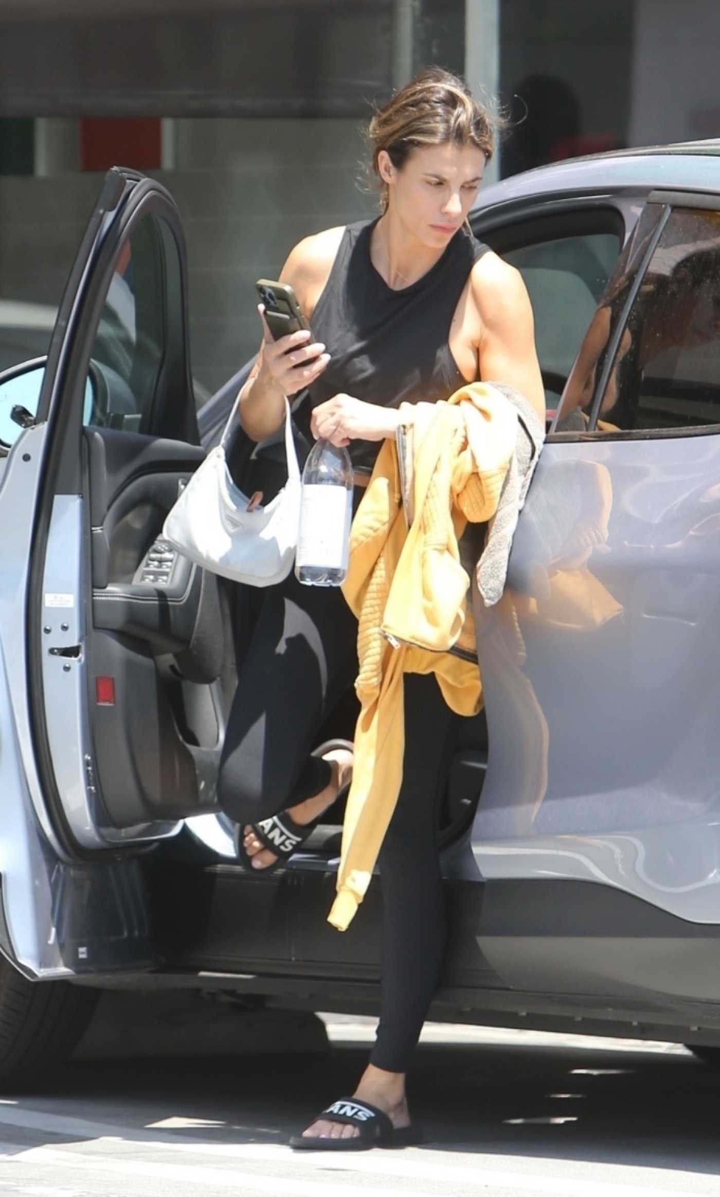 Elisabetta Canalis in a Black Leggings Arrives at a Kickboxing Class in Los Angeles 05/28/2023