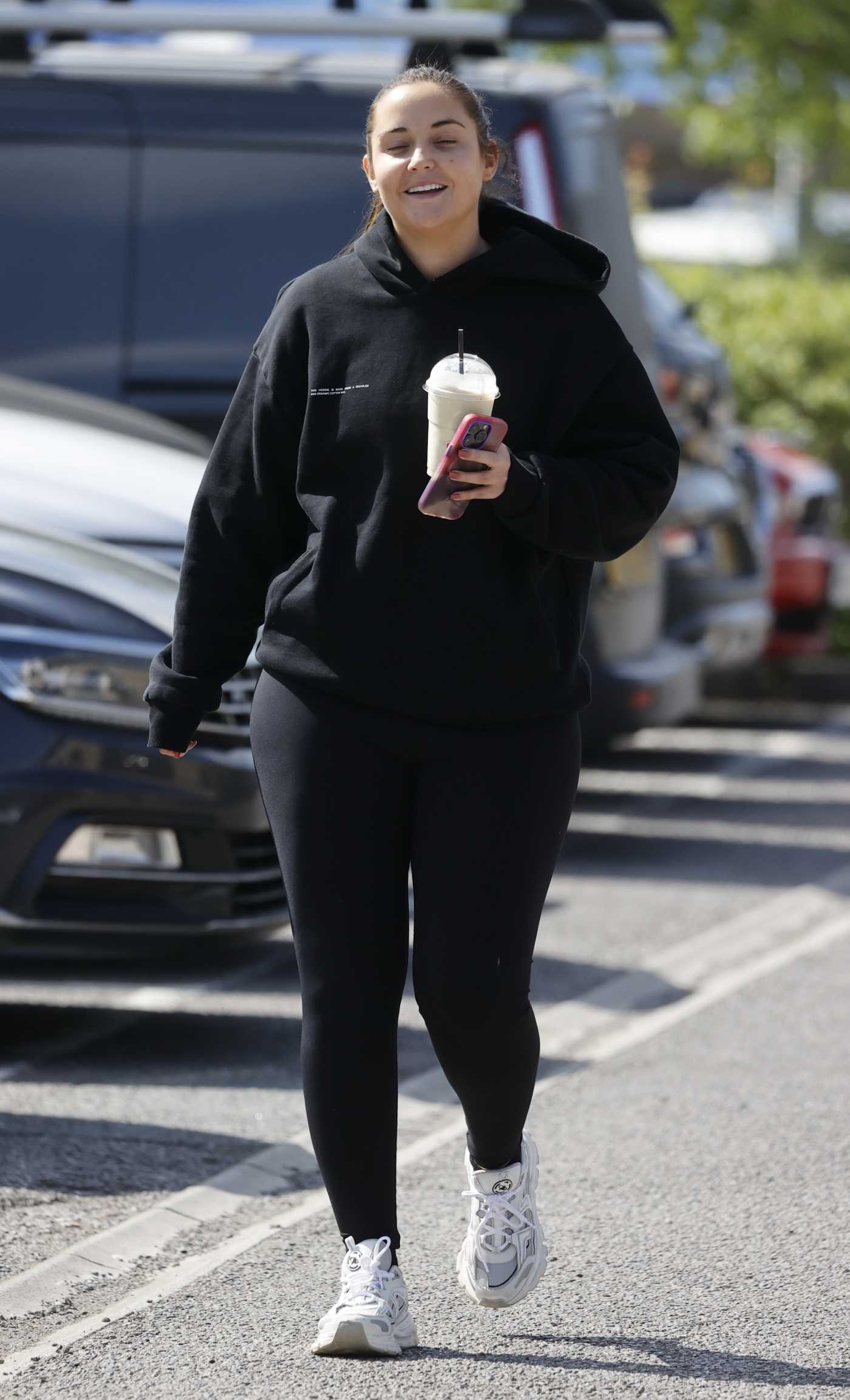 Jacqueline Jossa in a Black Hoodie Leaves a Gym in Essex 05/26/2023