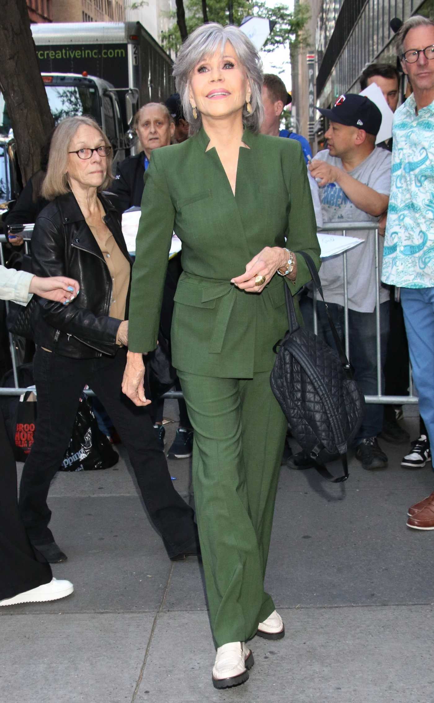 Jane Fonda in a Green Pantsuit Stops by NBC's Today Show in New York 05/08/2023