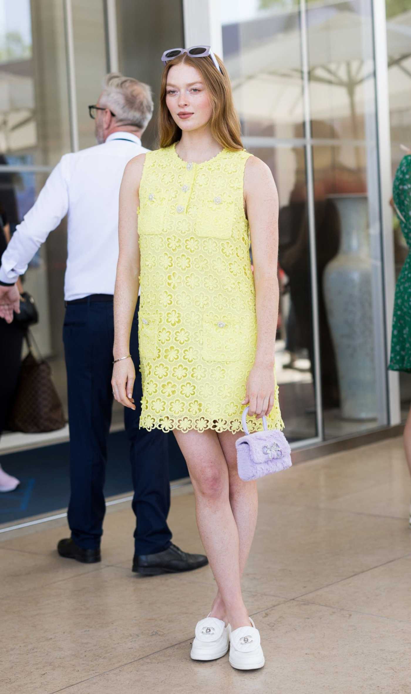 Larsen Thompson in a Yellow Mini Dress Leaves the Hotel Martinez During the 76th Annual Cannes Film Festival in Cannes 05/26/2023