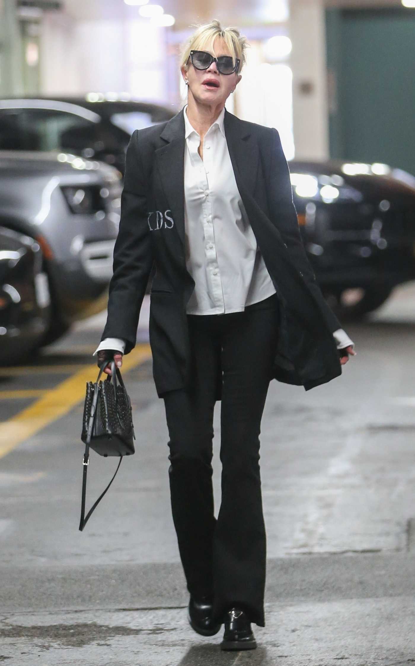 Melanie Griffith in a Black Pantsuit Was Seen Out in Beverly Hills 05/18/2023