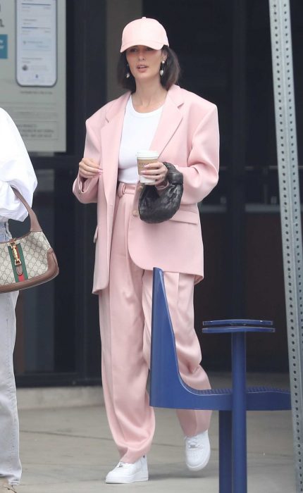 Nicole Trunfio in a Pink Pantsuit