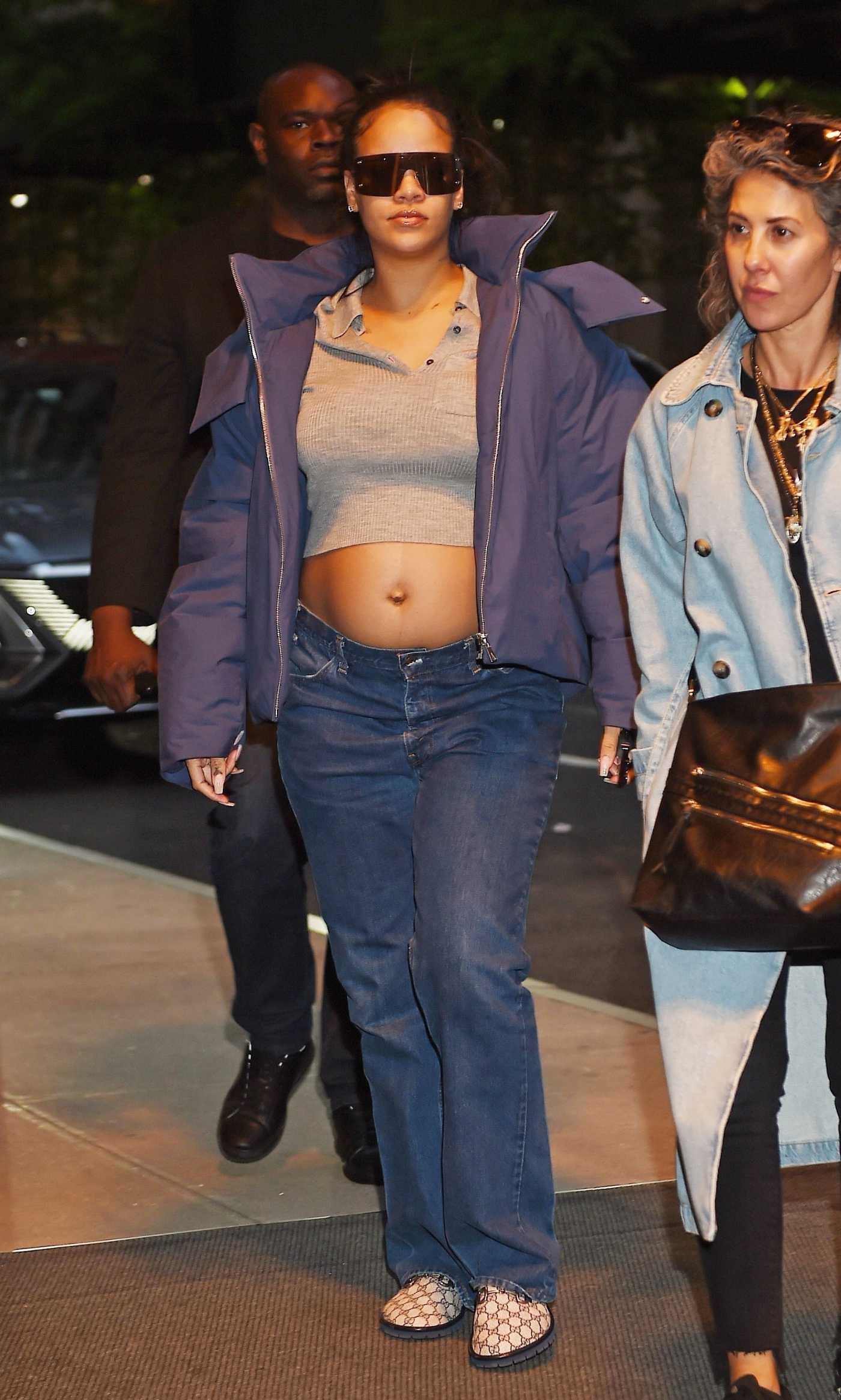 Rihanna in a Blue Jacket Was Seen Out in New York 05/05/2023