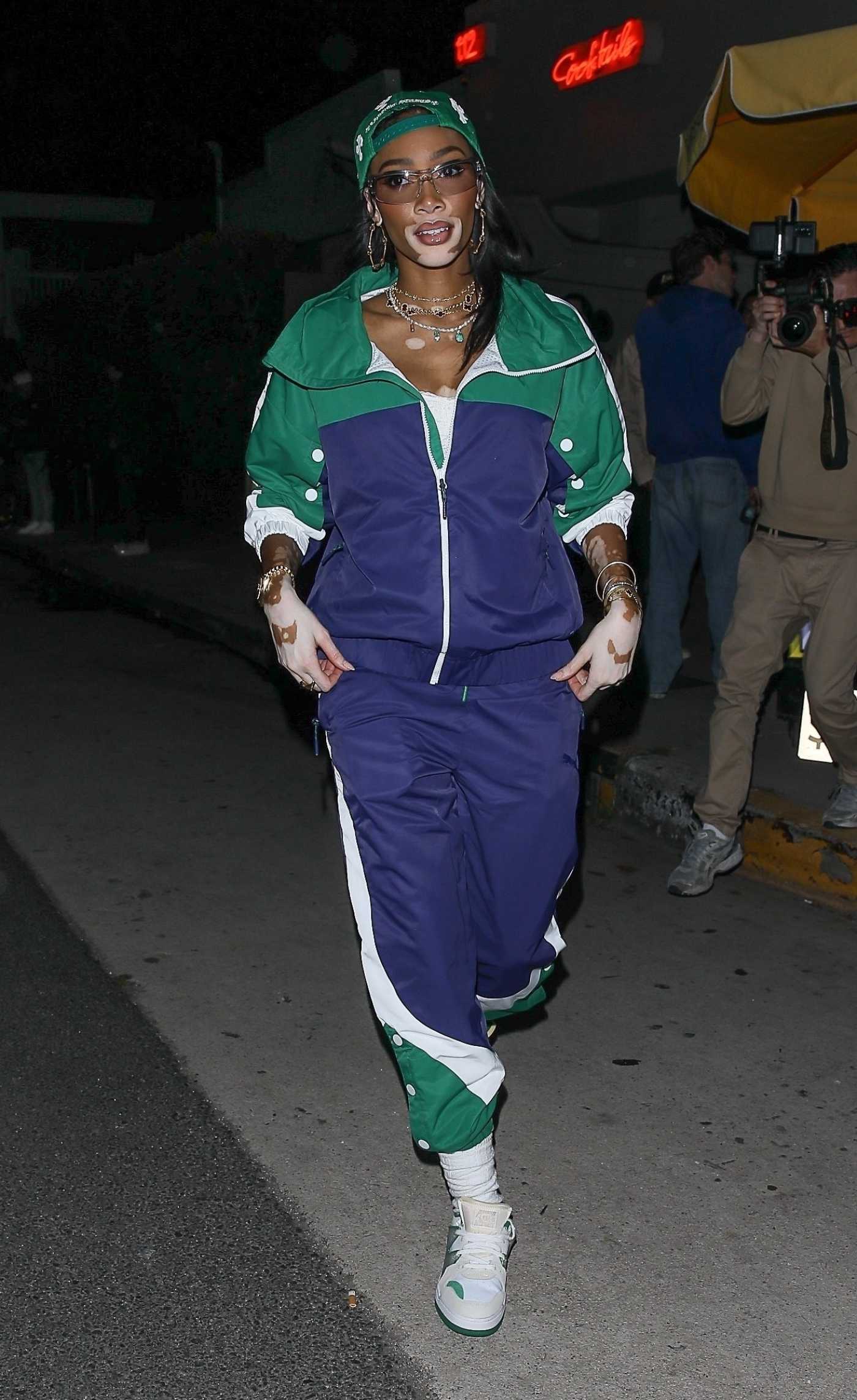 Winnie Harlow in a Blue Tracksuit Leaves a Party at ShoreBar in Santa Monica 05/14/2023