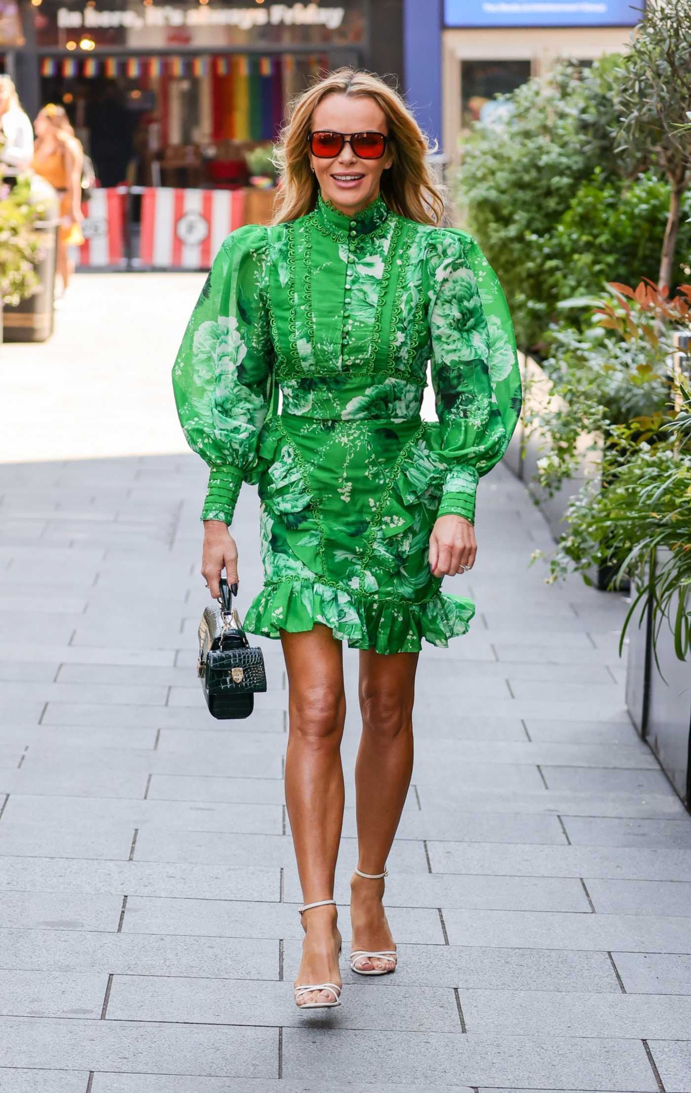 Amanda Holden in a Green Dress Leaves the Global Radio Studios in London 06/14/2023