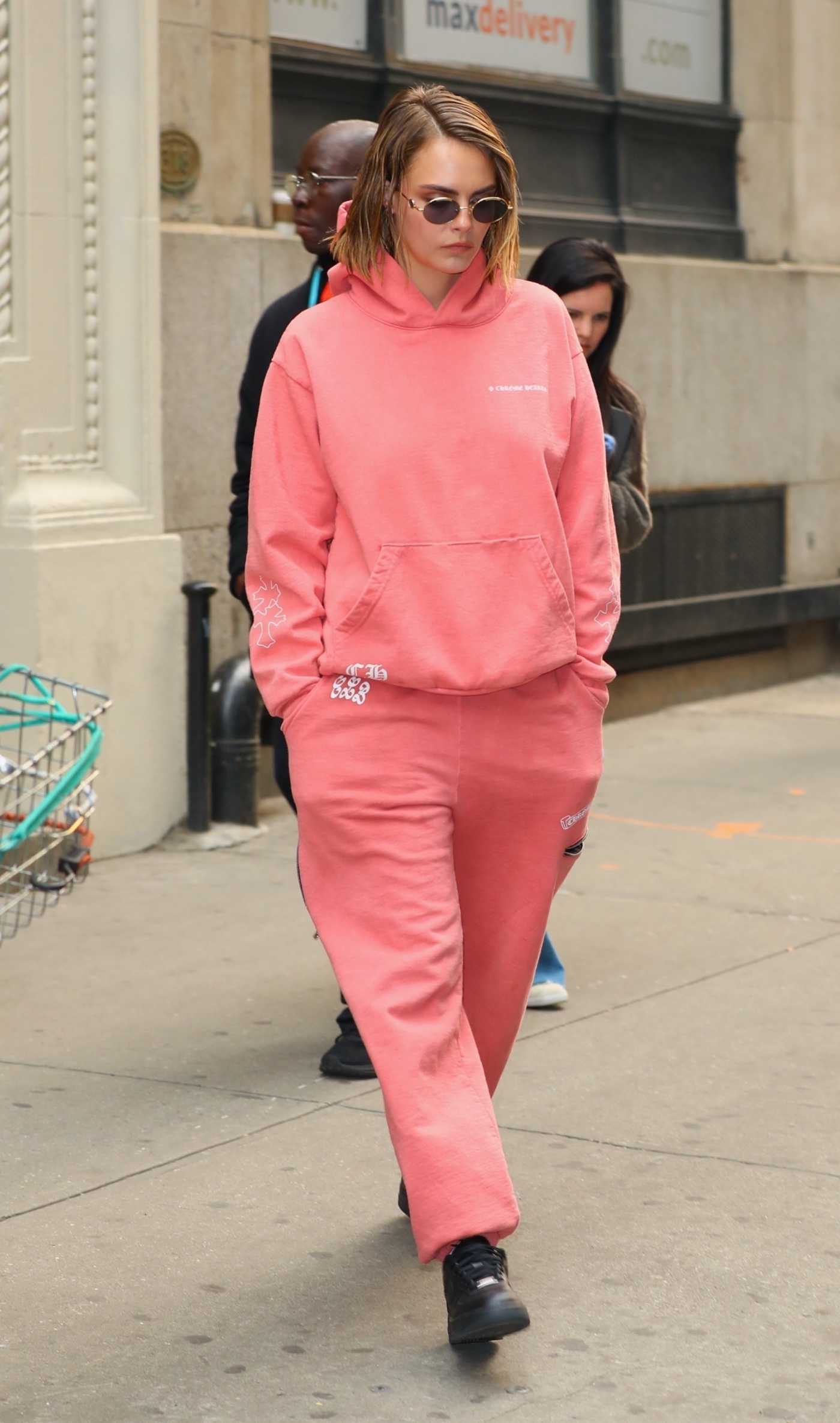 Cara Delevingne in a Pink Sweatsuit Was Seen Out in New York 06/07/2023