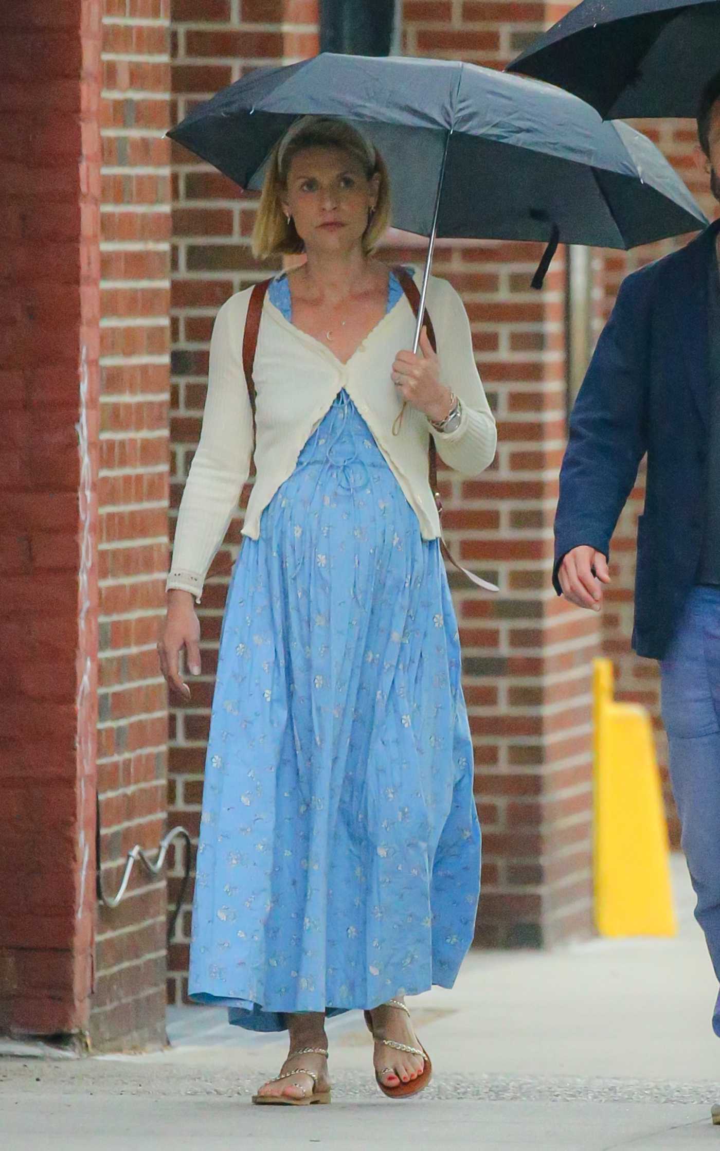 Claire Danes in a Blue Floral Dress Was Seen Out with Her Husband Hugh Dancy in New York 06/03/2023