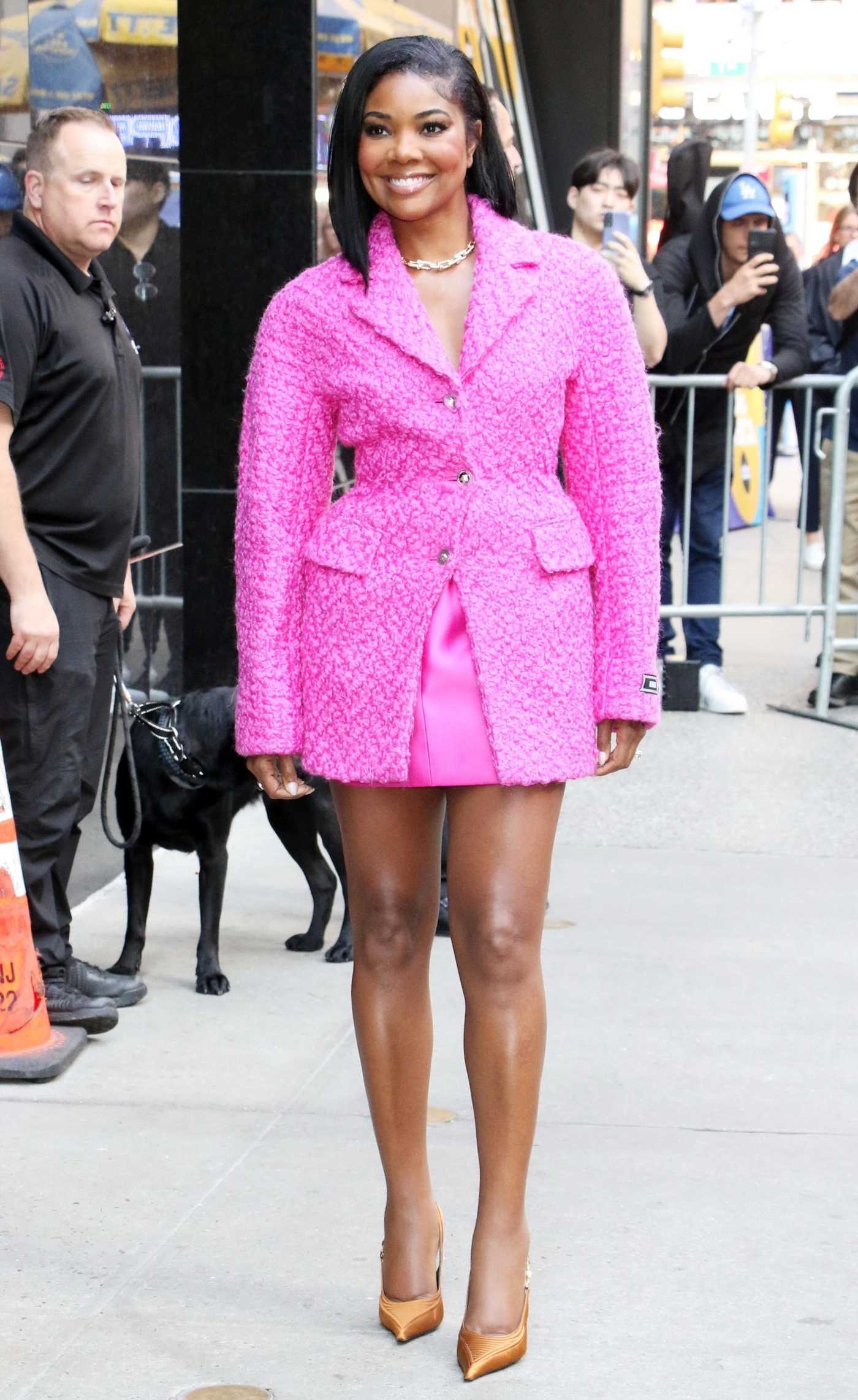 Gabrielle Union in a Pink Matching Ensemble Was Seen During Her Appearance on Good Morning America in New York 06/13/2023