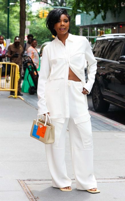 Gabrielle Union in a White Pantsuit