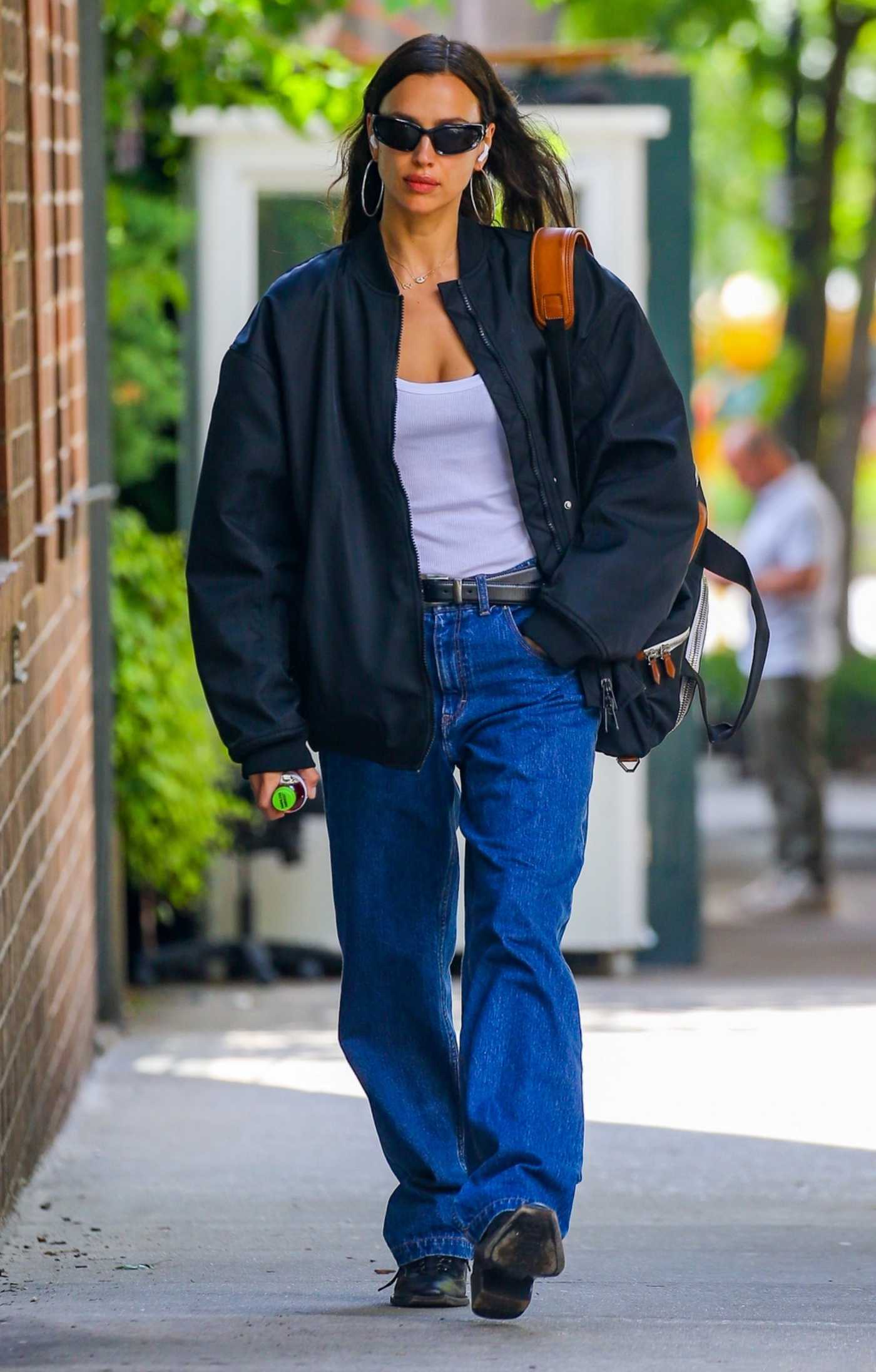 Irina Shayk in a Black Bomber Jacket Was Seen Out in New York 06/05/2023