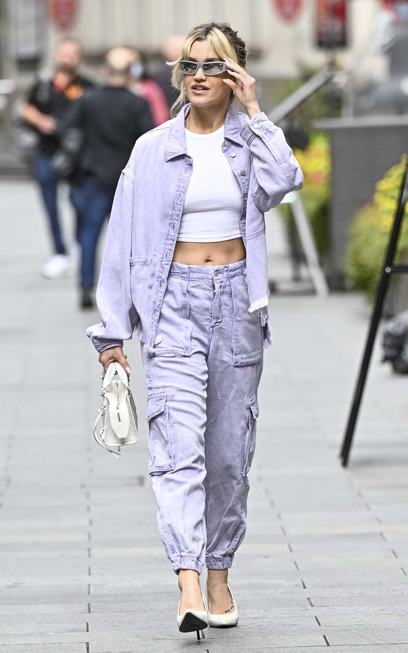 Ashley Roberts in a Purple Pantsuit Leaves the Global Studios in London 07/06/2023
