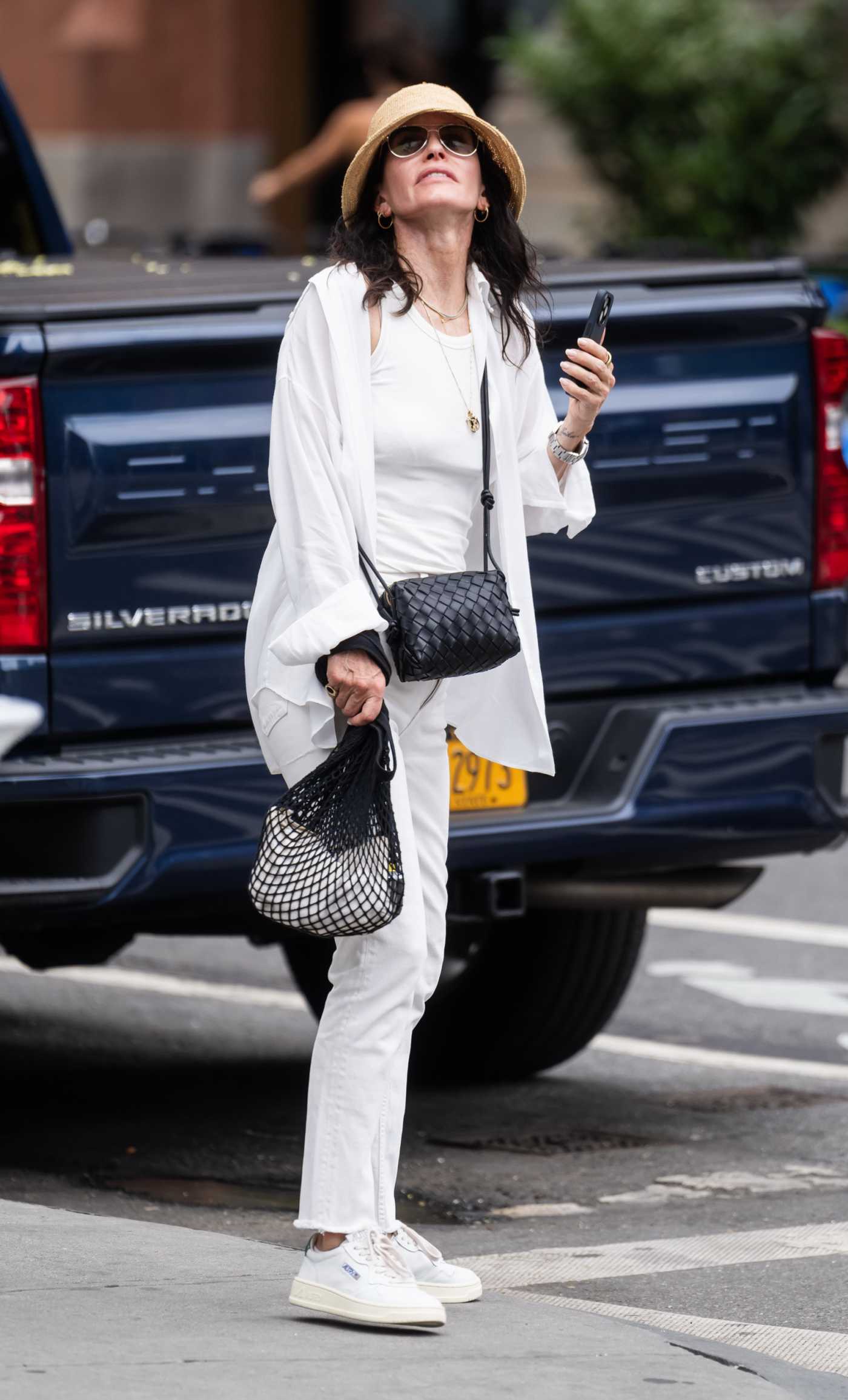 Courteney Cox in a White Ensemble Was Spotted Out in New York 07/27/2023