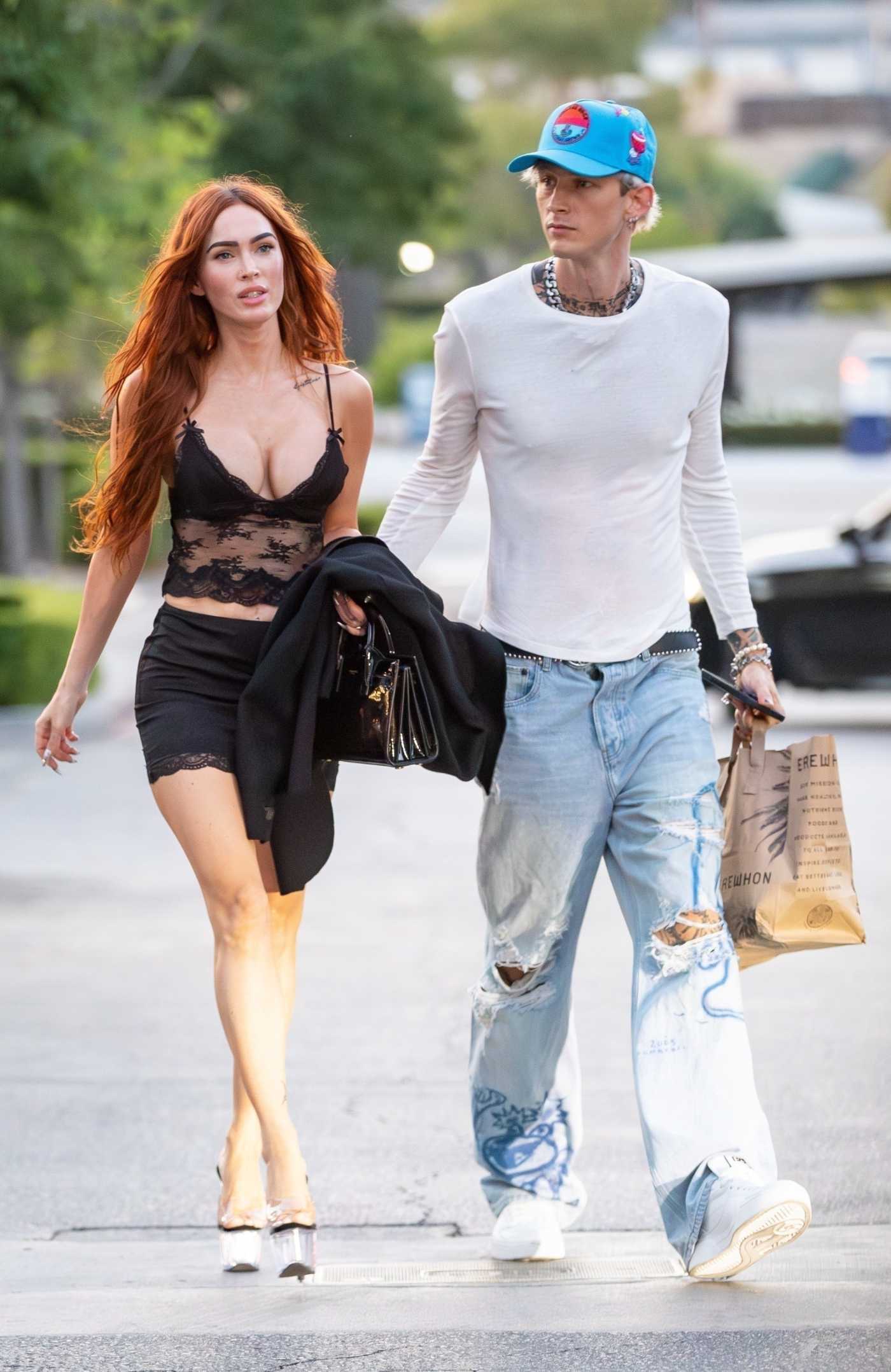 Megan Fox in a Black Lingerie Top Was Seen Out with Machine Gun Kelly in Calabasas 07/16/2023