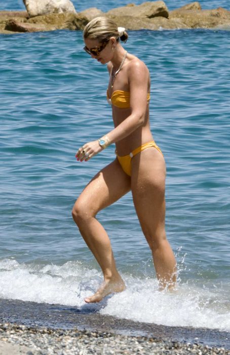 Vogue Williams in a Yellow Bikini