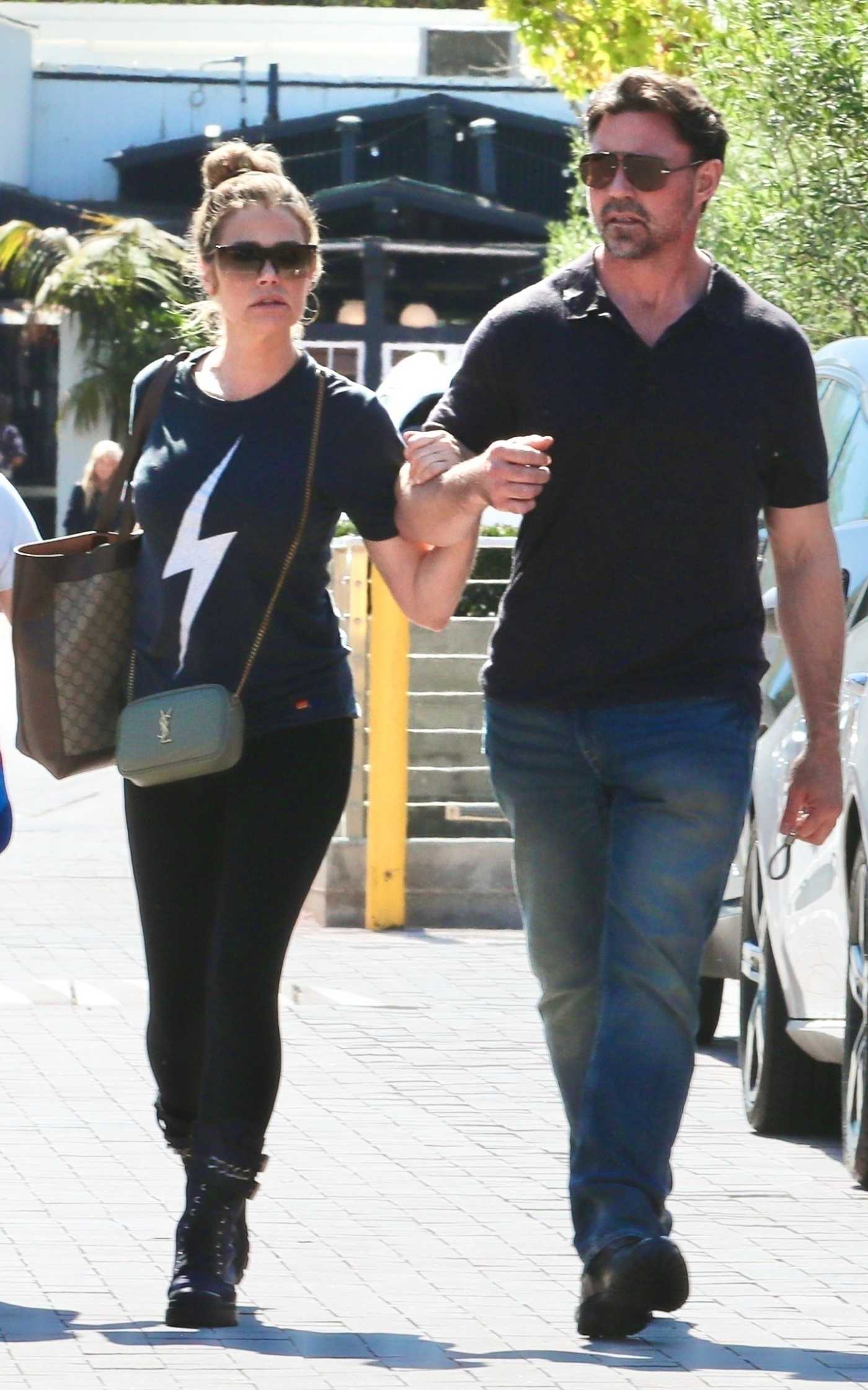 Denise Richards in a Blue Tee Goes Shopping with Aaron Phypers in Malibu 08/10/2023