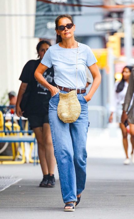 Katie Holmes in a Baby Blue Tee