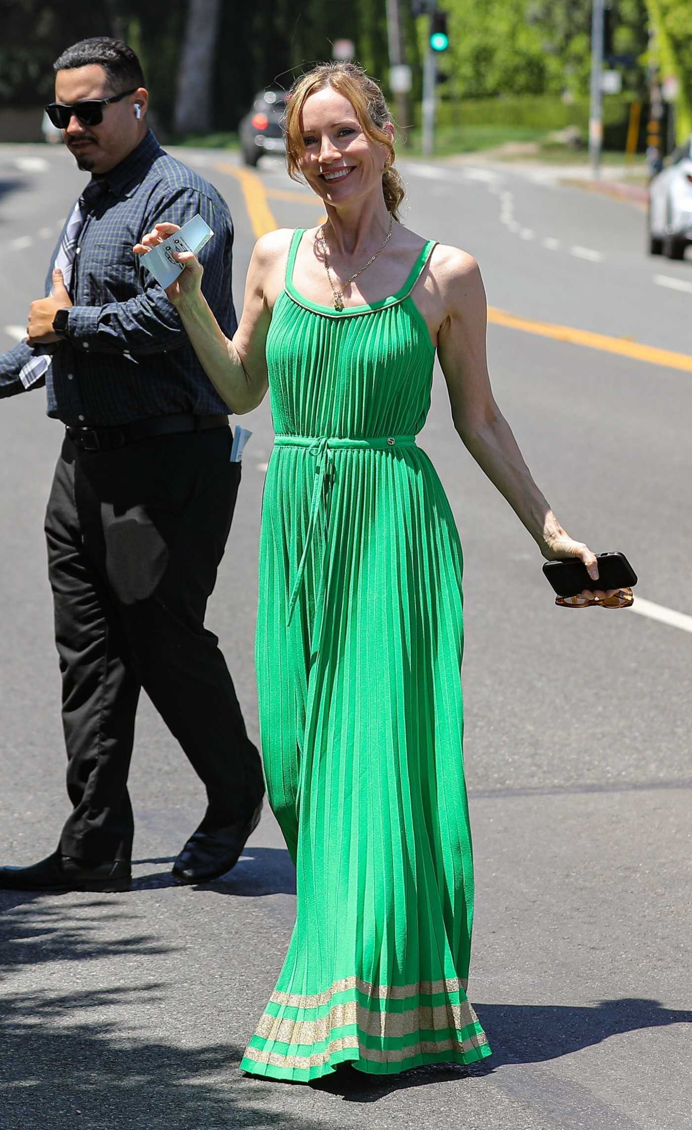 Leslie Mann in a Green Dress Was Seen Out in Los Angeles 08/13/2023