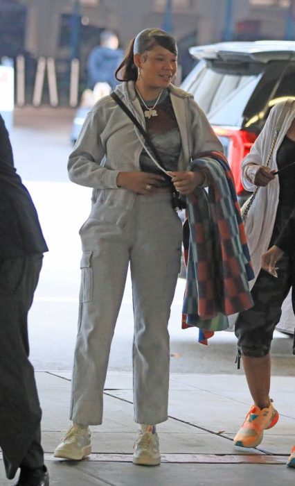 Storm Reid in a Grey Sweatsuit