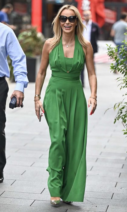 Amanda Holden in a Green Pantsuit
