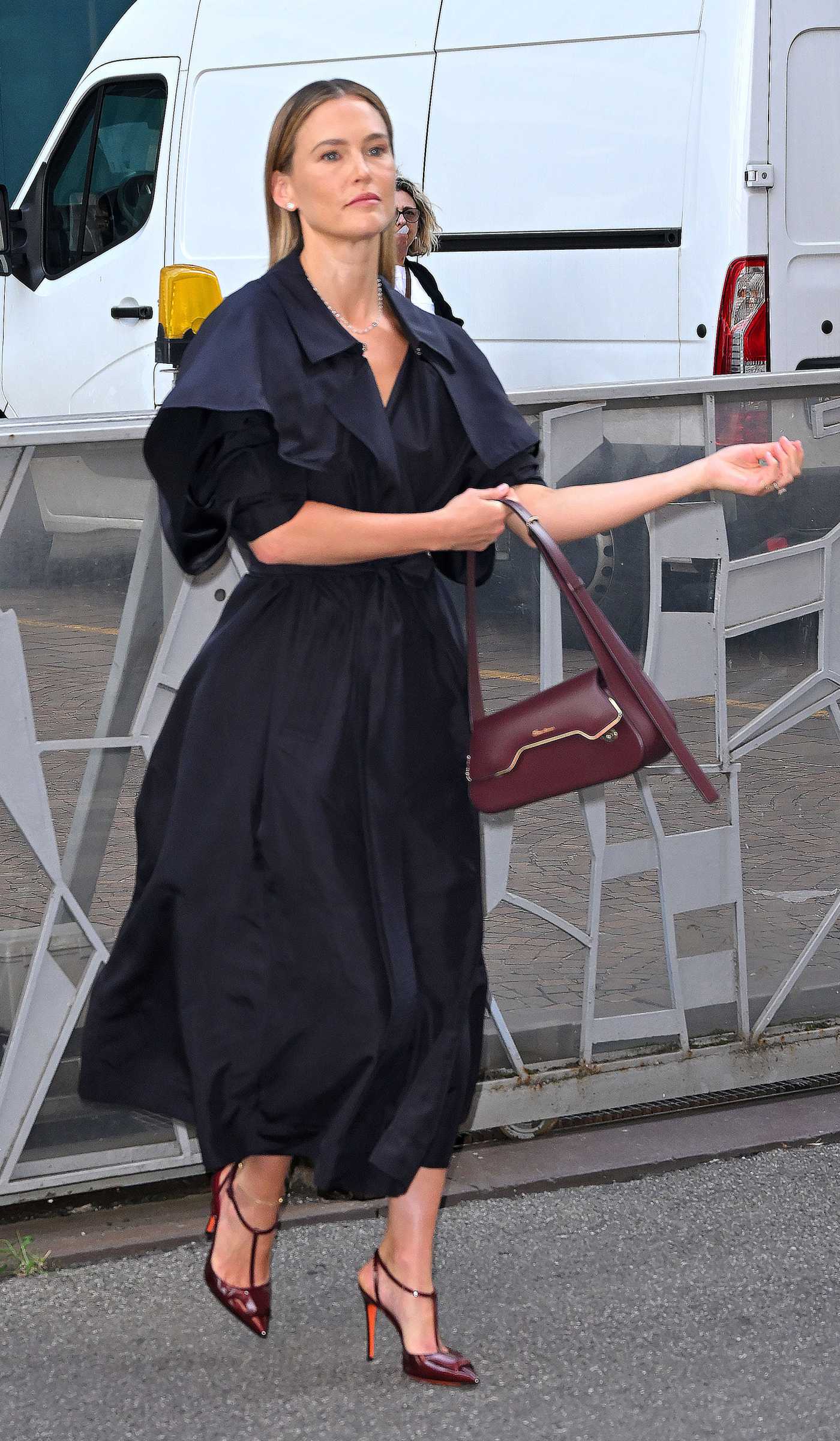 Bar Refaeli in a Black Dress Was Spotted During 2023 Milan Fashion Week in Milan 09/21/2023