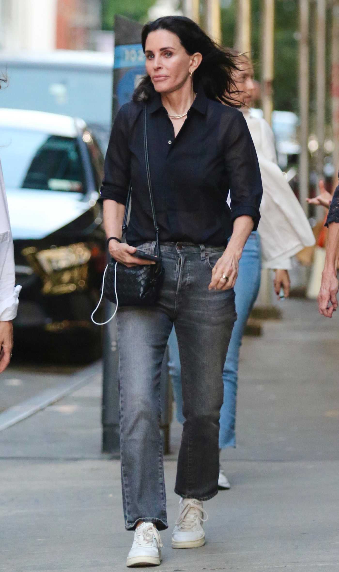 Courteney Cox in a Black Shirt Was Seen Out in New York 08/30/2023